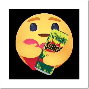 Surge 90s soda drink care hug emoji Posters and Art